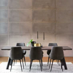 Eiche Rauchfarben Tisch & 6 Stühle Namac in Dunkelgrau (siebenteilig)