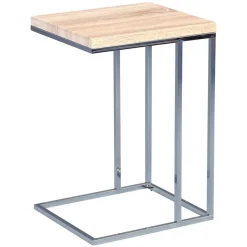 Eiche Sonoma Beistelltisch Balanza mit Bügelgestell verchromt