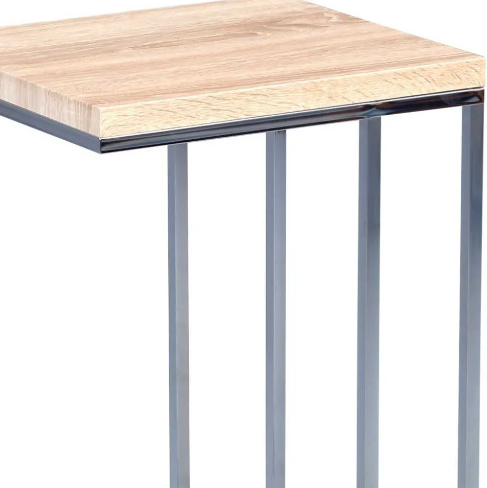 Eiche Sonoma Beistelltisch Balanza mit Bügelgestell verchromt