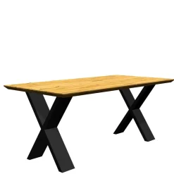 Eiche Tisch mit Schweizer Kante und X-Füßen - Tablona