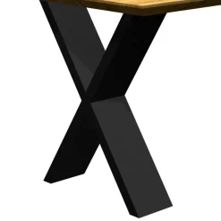 Eiche Tisch mit Schweizer Kante und X-Füßen - Tablona