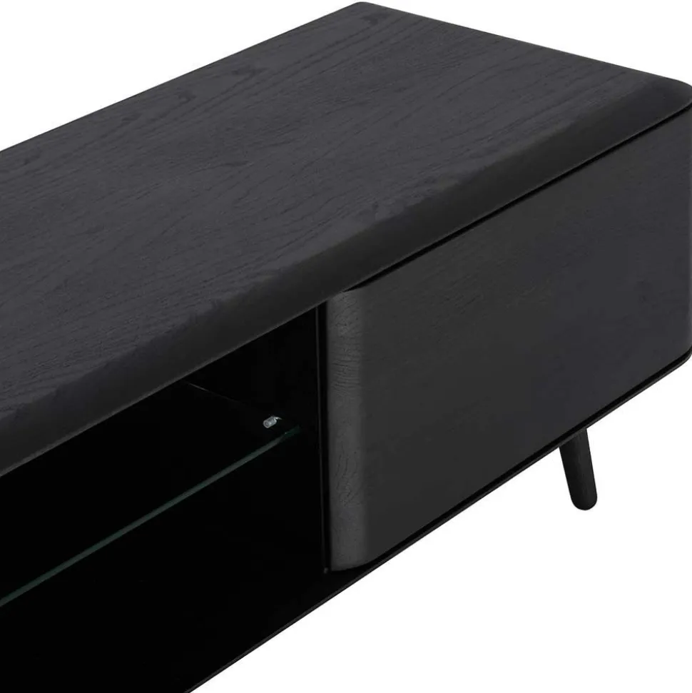 Eiche TV Lowboard in Schwarz geölt - Janeira