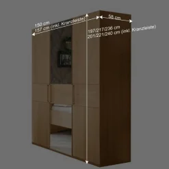 Eichefarbener Kleiderschrank in drei Höhen - Emdsiva I