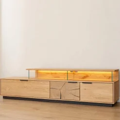 Eichenholz TV Board mit Hirnholz Applikation - Deruta