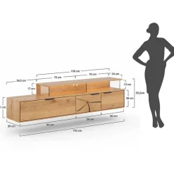 Eichenholz TV Board mit Hirnholz Applikation - Deruta