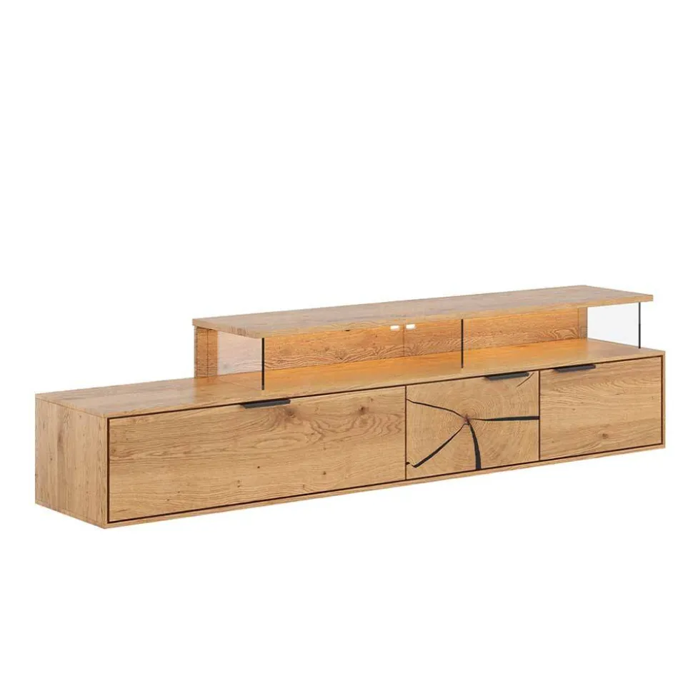 Eichenholz TV Board mit Hirnholz Applikation - Deruta