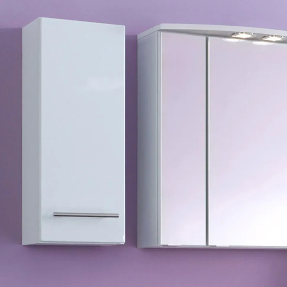 Eintüriger Bad-Hängeschrank Judith in Hochglanz Weiß