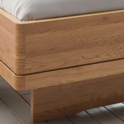 Einzelbett mit Kunstleder Kopfteil in Beige - Emdsiva