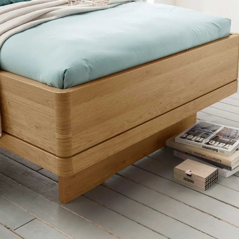 Einzelbett mit Kunstleder Kopfteil in Beige - Emdsiva