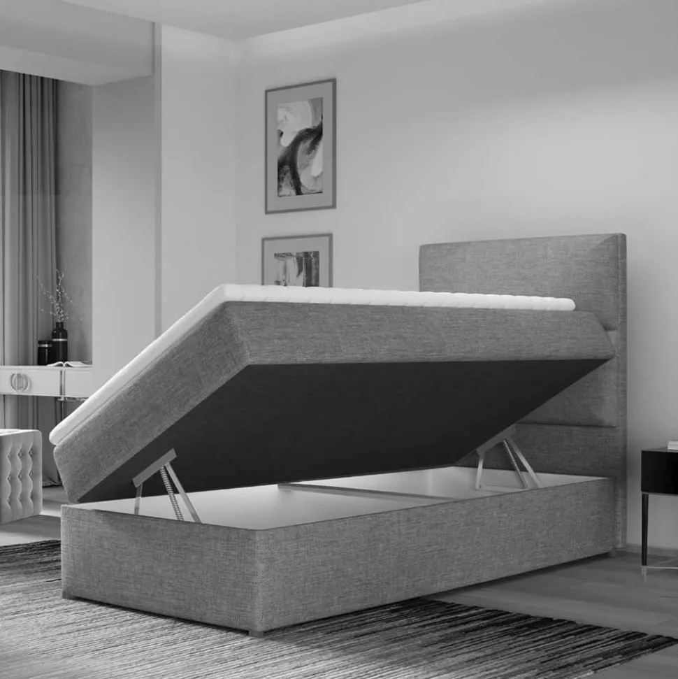 Einzel-Polsterbett in Dunkelblau - Teriako