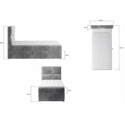 Einzel-Polsterbett in Dunkelblau - Teriako