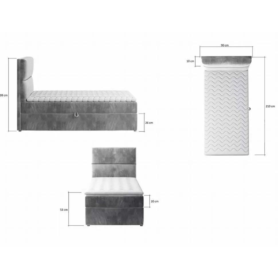 Einzel-Polsterbett in Dunkelblau - Teriako