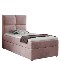 Einzel-Stauraumbett in Altrosa Samt - Tea