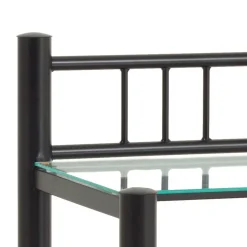 Eisen Nachttisch Aguero in Schwarz mit Glas