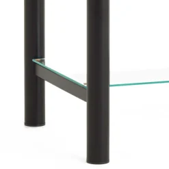 Eisen Nachttisch Aguero in Schwarz mit Glas