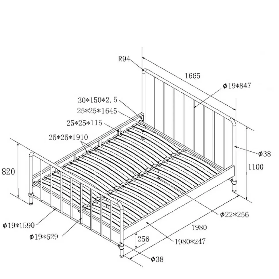 Eisenbett in Blau - Balisca