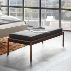 Elegante Bettbank in Grau & Kupferfarben - Fraduno