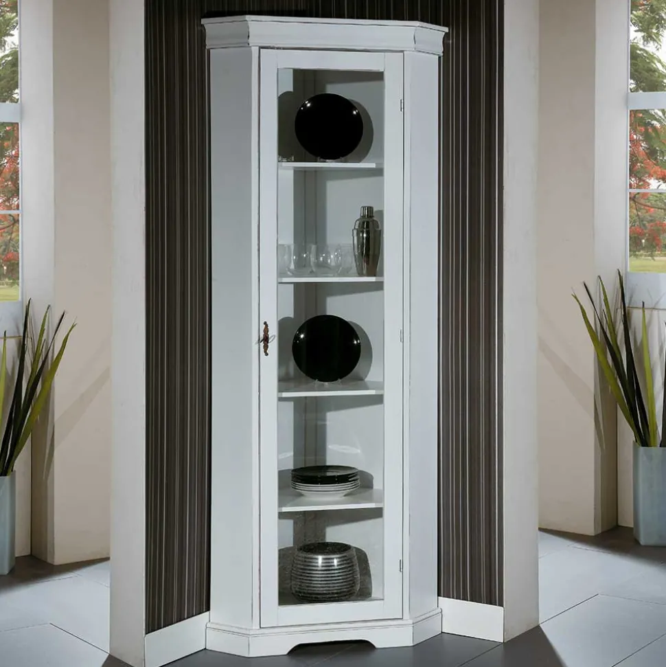 Elegante Eckvitrine im Vintage Landhaus Look - Zarinas