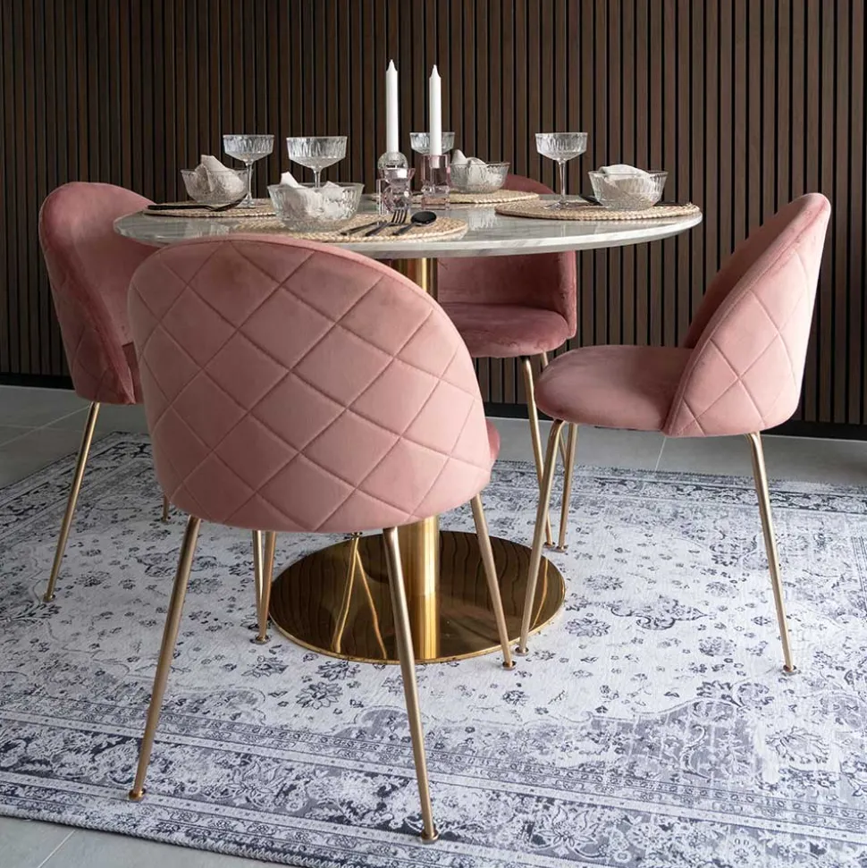 Elegante Esstischgruppe in Rund - Nathan (fünfteilig)