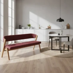 Elegante Esszimmer-Bank in Rot & Wildeiche - Ovenciana