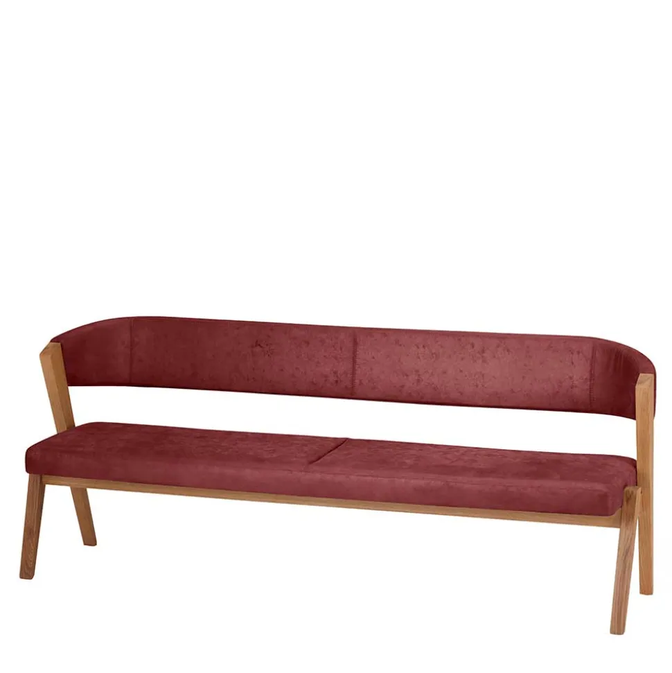 Elegante Esszimmer-Bank in Rot & Wildeiche - Ovenciana