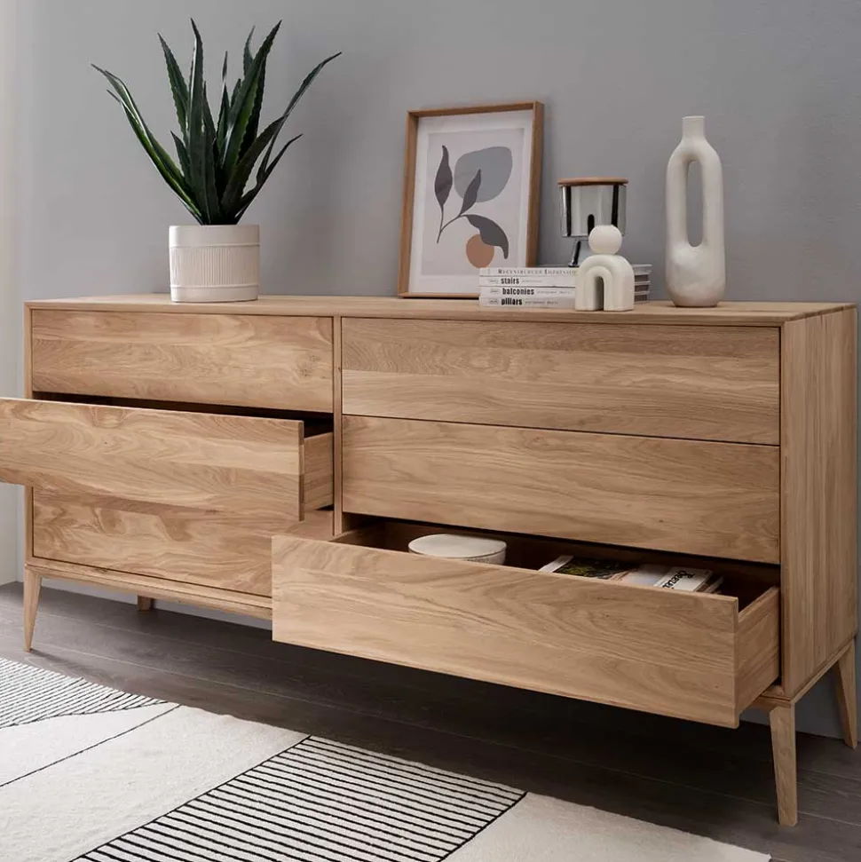 Elegante Kommode aus Wildeiche Bianco geölt - Lamia