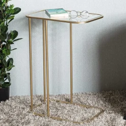 Eleganter Anstelltisch mit klarer Glasplatte - Finnca