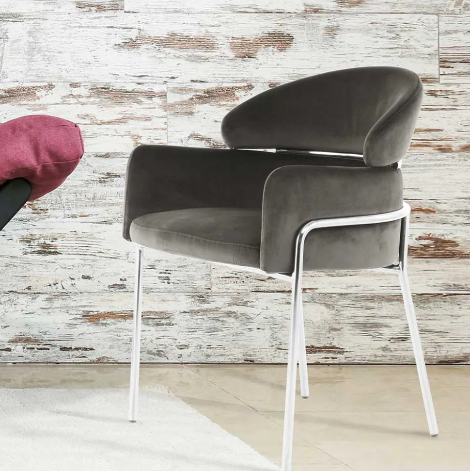 Eleganter Armlehnstuhl in Grau & Silber - Ecolosia