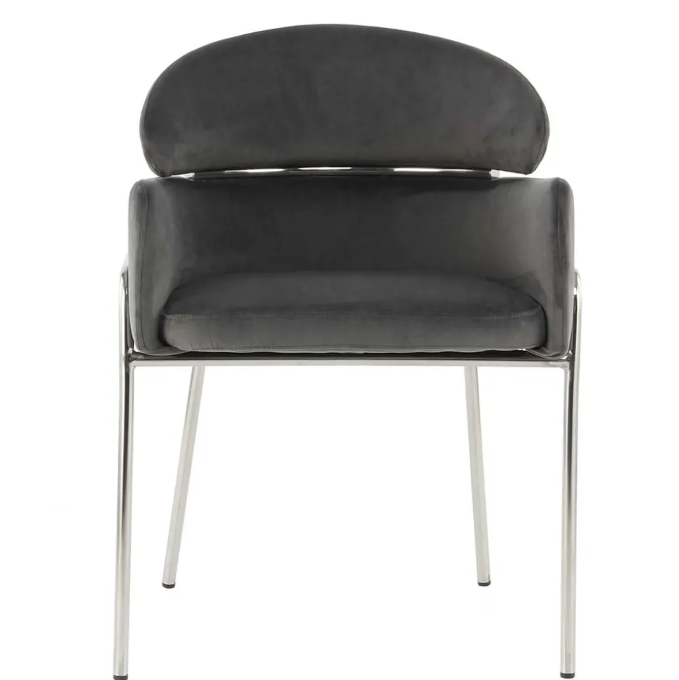 Eleganter Armlehnstuhl in Grau & Silber - Ecolosia