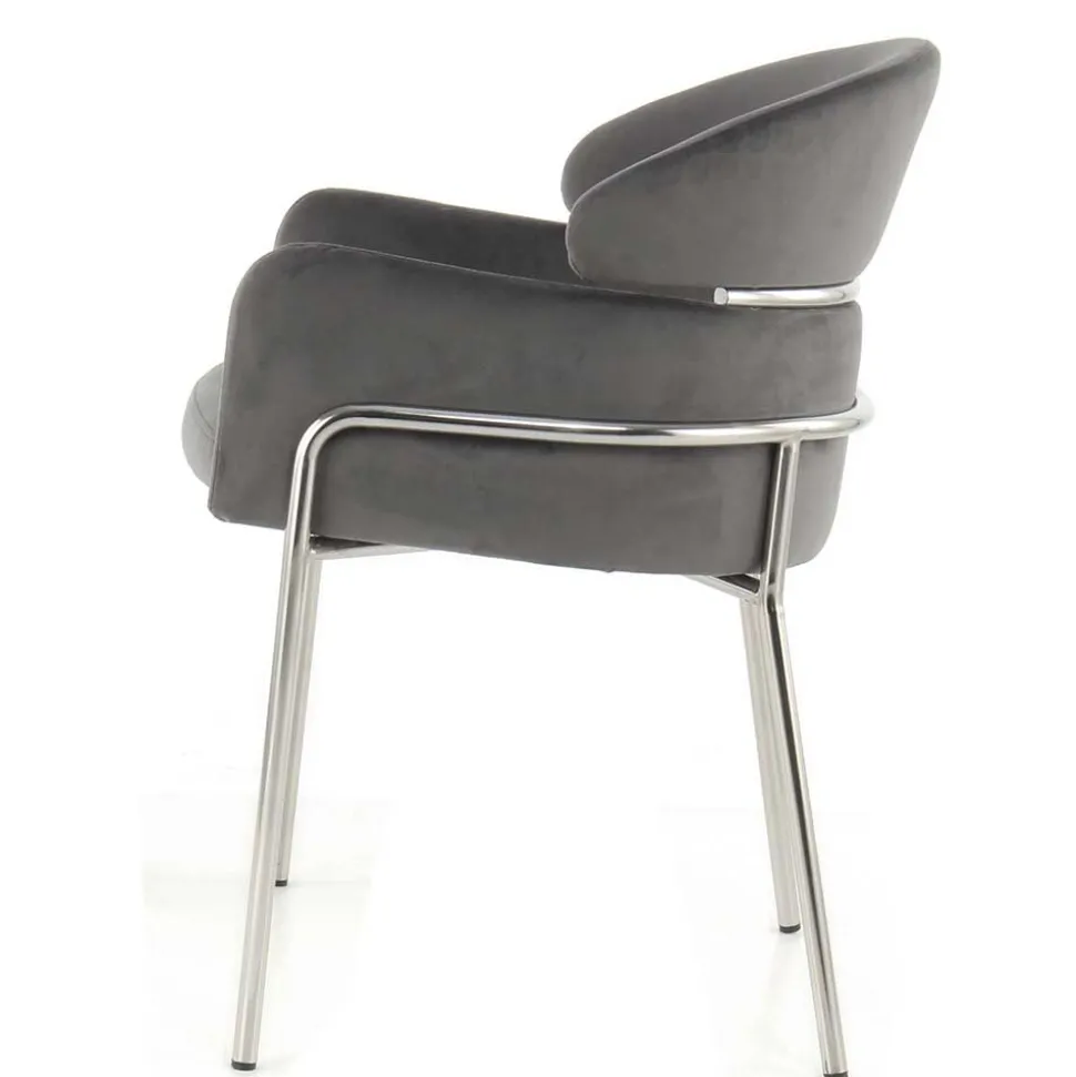 Eleganter Armlehnstuhl in Grau & Silber - Ecolosia