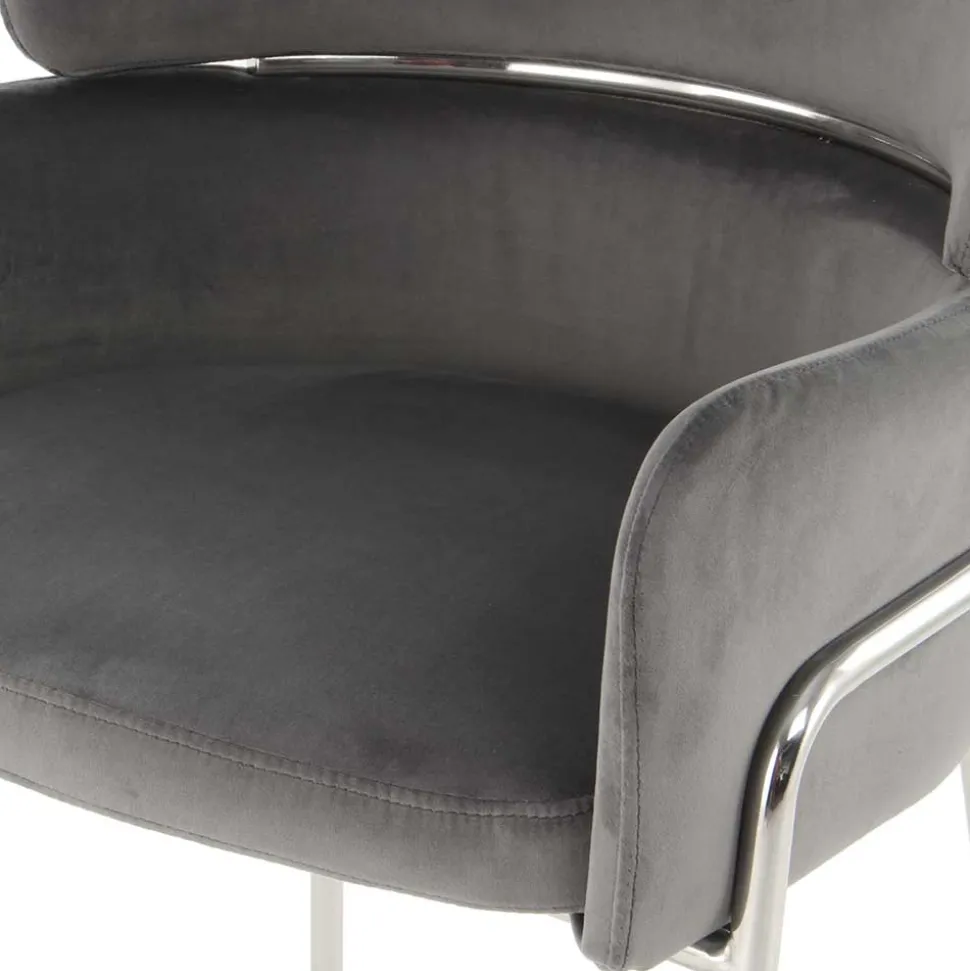 Eleganter Armlehnstuhl in Grau & Silber - Ecolosia