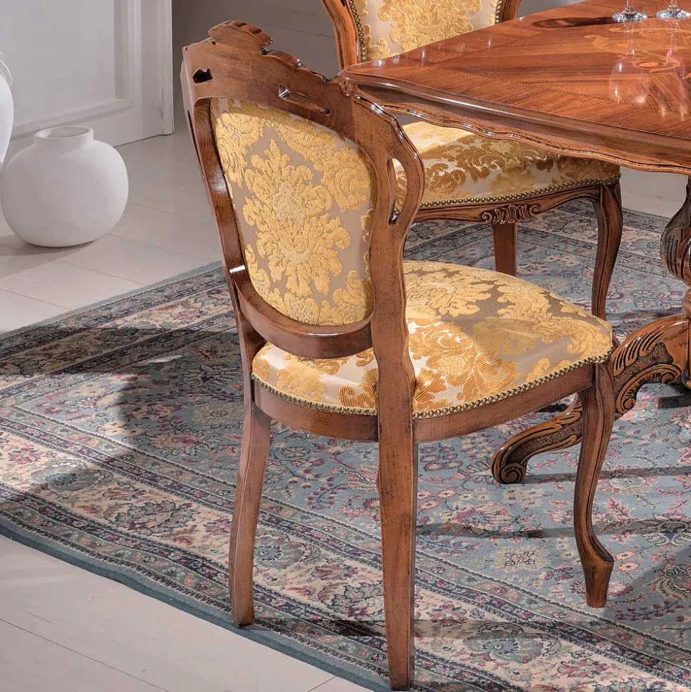 Eleganter Barock Polsterstuhl Magari in Gold Beige