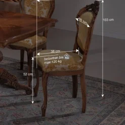 Eleganter Barock Polsterstuhl Magari in Gold Beige