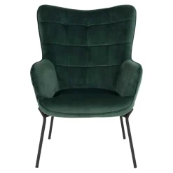 Eleganter Einzelsessel in Dunkelgrün Samt - Volcanu