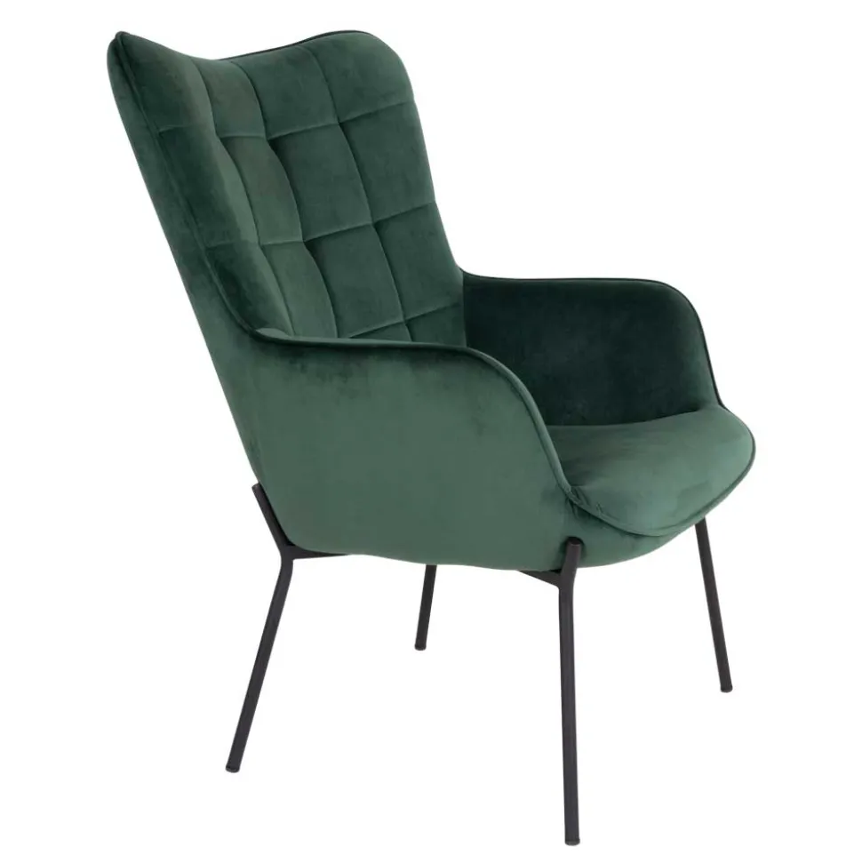 Eleganter Einzelsessel in Dunkelgrün Samt - Volcanu