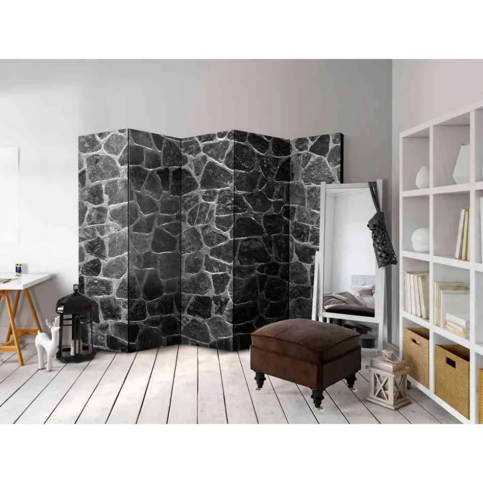 Eleganter Paravent in Schwarz Grau - Harras