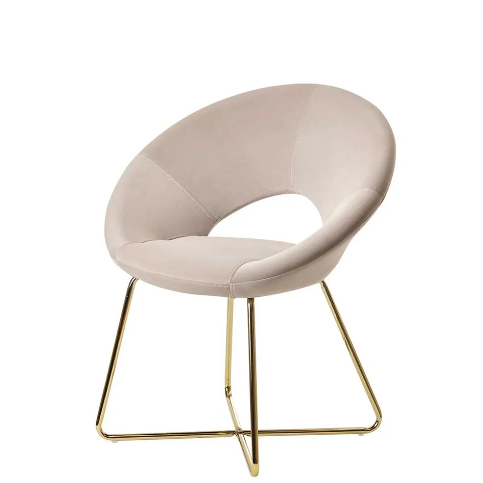 Eleganter Polsterstuhl in Beige Samt - Amando