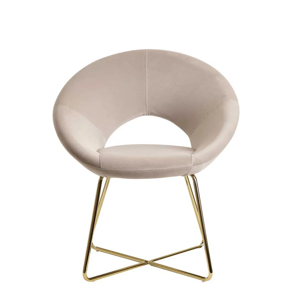 Eleganter Polsterstuhl in Beige Samt - Amando