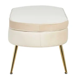 Eleganter Retro Style Hocker in Beige & Gold - Lugano