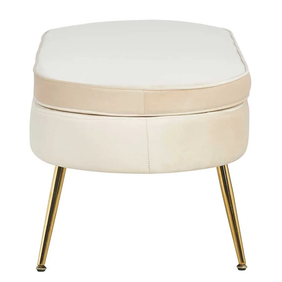 Eleganter Retro Style Hocker in Beige & Gold - Lugano