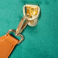 Eleganter Samt Polsterhocker in Grün & Braun - Campitello