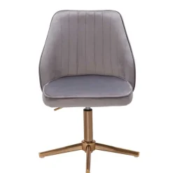 Eleganter Schreibtisch Drehstuhl in Grau Samt - Cessma