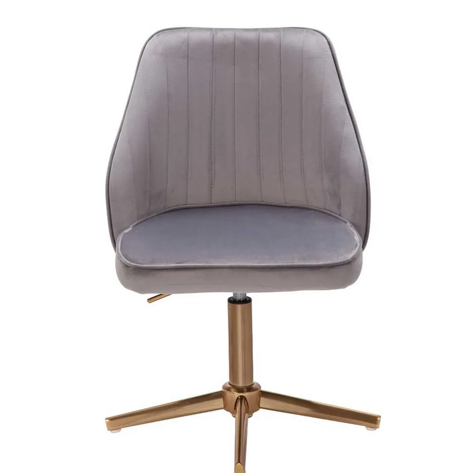 Eleganter Schreibtisch Drehstuhl in Grau Samt - Cessma