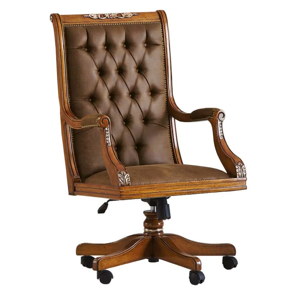 Eleganter Schreibtischsessel in Braun mit Silber - Zaisan