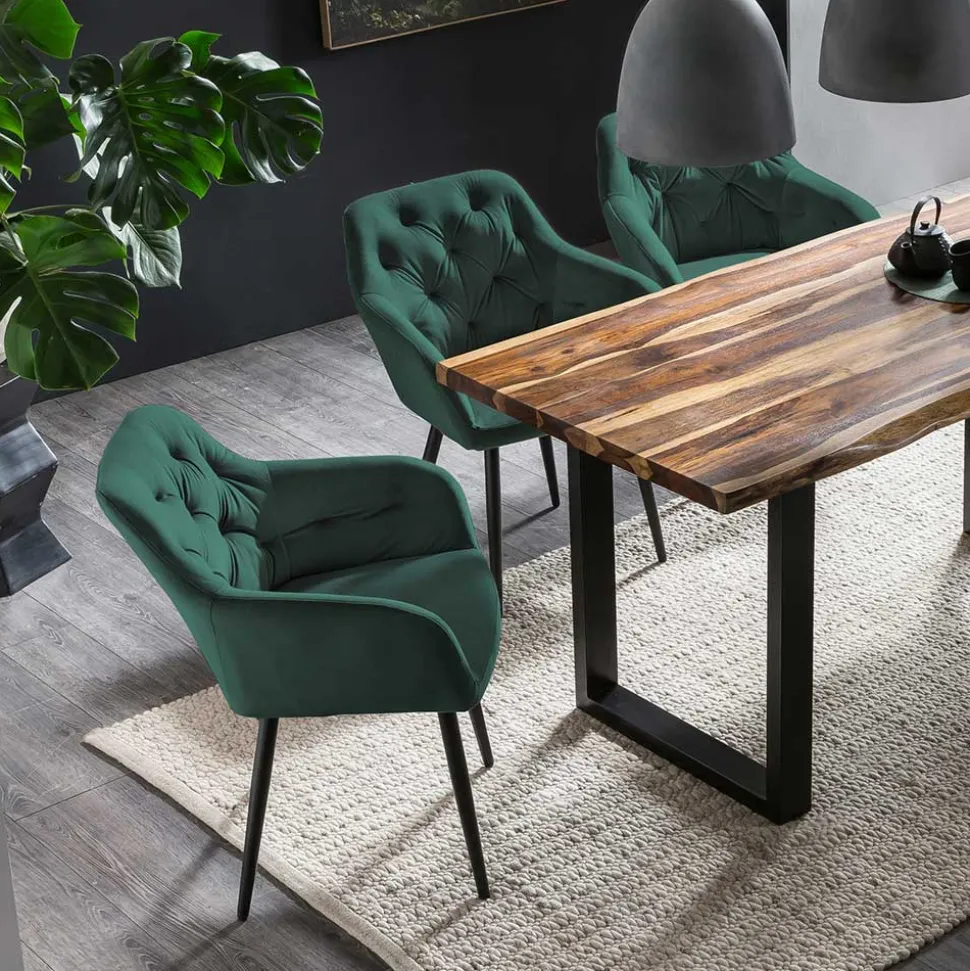 Eleganter Tischsessel in Dunkelgrün & Schwarz - Balu