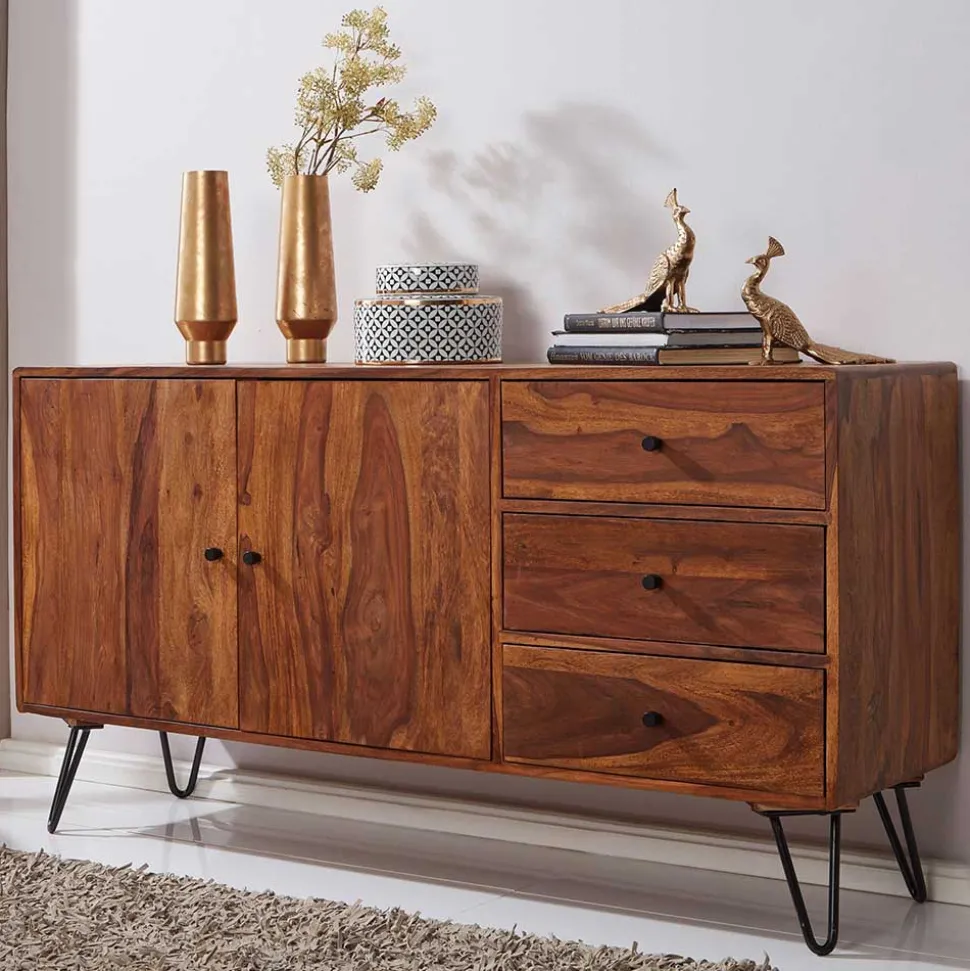 Elegantes Loft Sideboard aus Sheesham Holz - Basserini