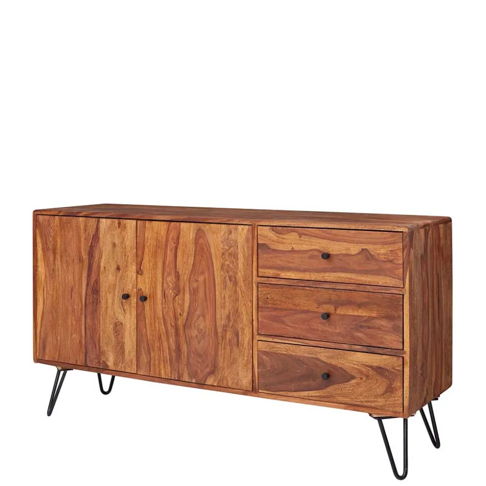 Elegantes Loft Sideboard aus Sheesham Holz - Basserini