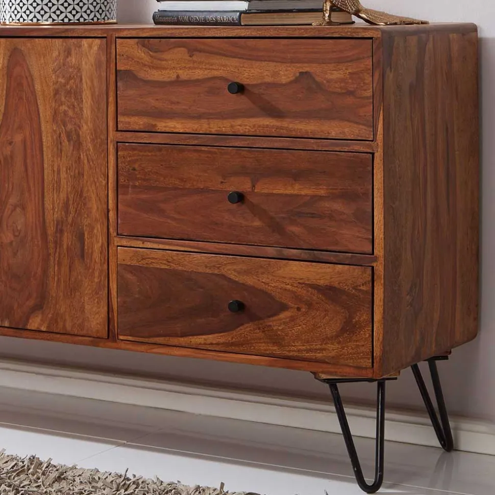 Elegantes Loft Sideboard aus Sheesham Holz - Basserini