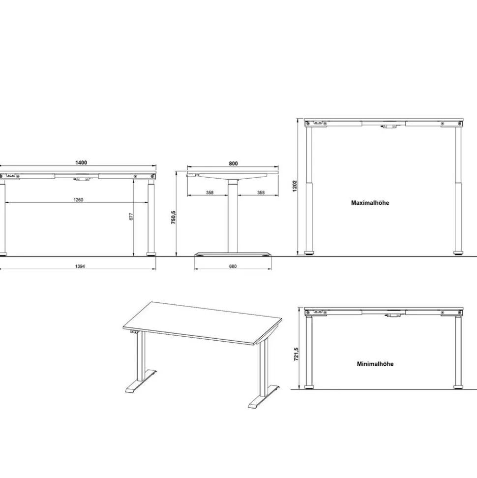 Elektrisch verstellbarer Bürotisch Set - Great (zweiteilig)