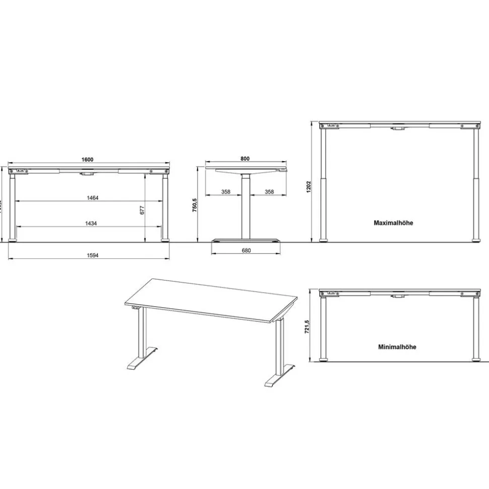 Elektrisch verstellbarer Bürotisch Set - Great (zweiteilig)